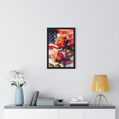 Premium USA Rose Framed Vertical Poster