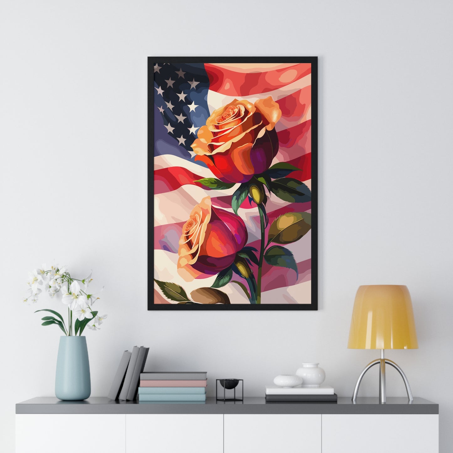 Premium USA Rose Framed Vertical Poster