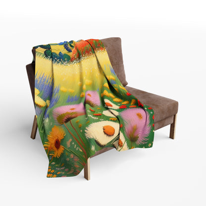 Premium Van Gogh Meadow Fleece Throw Blanket