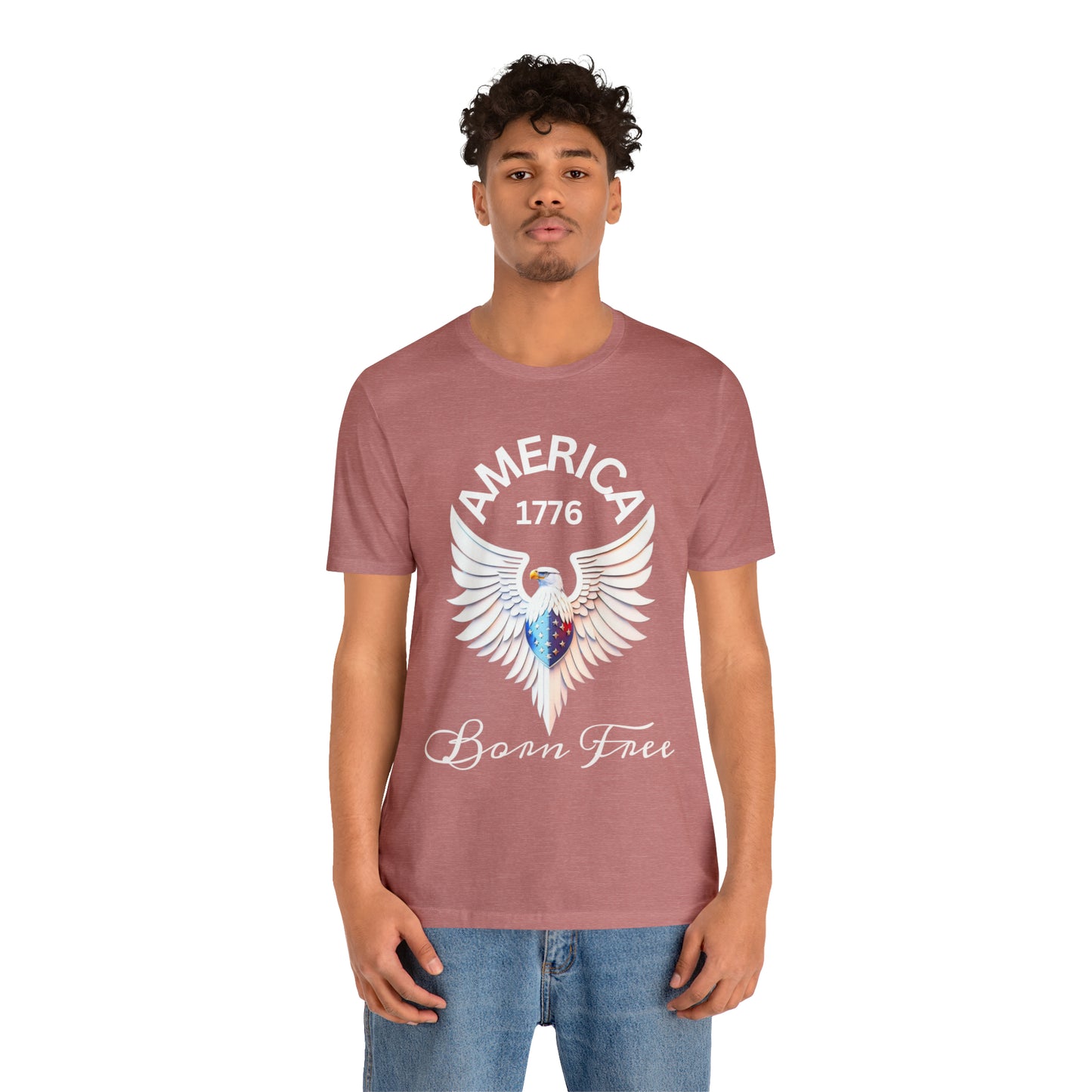 America 1776 - Born Free Short Sleeve Men's Jersey T-shirt