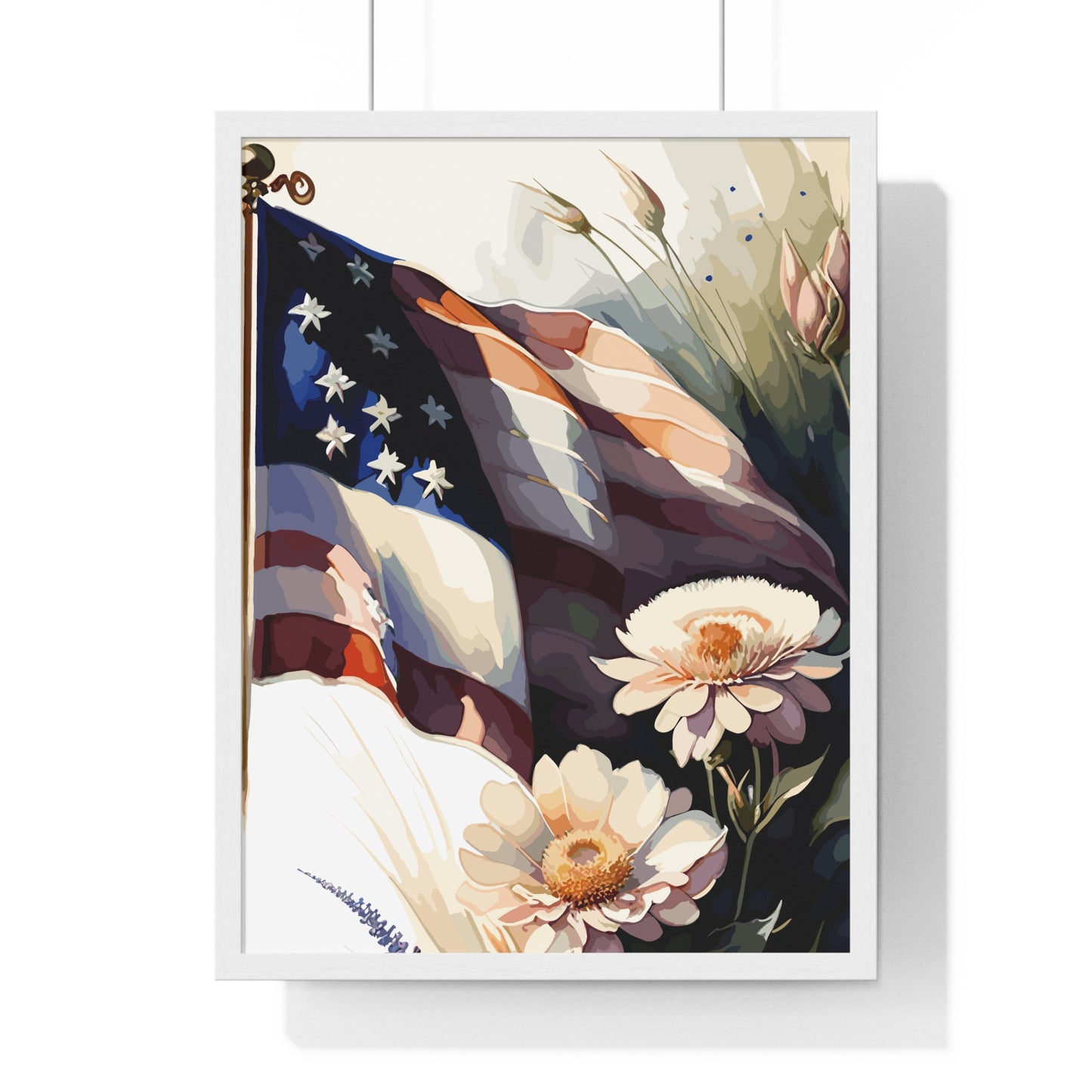 Premium Old Glory US Meadow Framed Vertical Poster