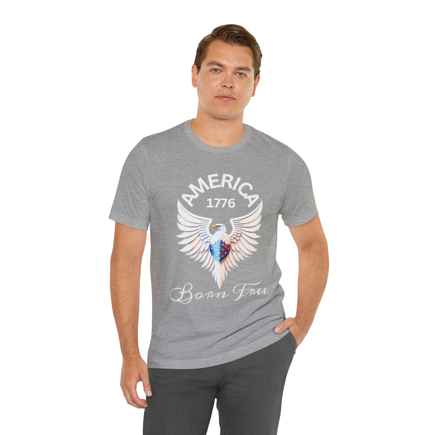 America 1776 - Born Free Short Sleeve Men's Jersey T-shirt