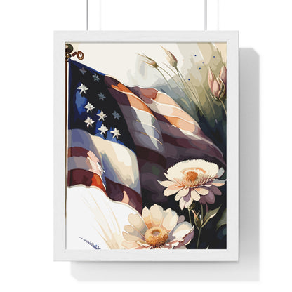 Premium Old Glory US Meadow Framed Vertical Poster