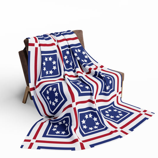 Flag-themed Artistry Print Fleece Blanket - Red, White And Blue Flag Throw Blanket - Fluffy Soft Texture - Warm And Cozy - Home Living Room, Bedroom Decor