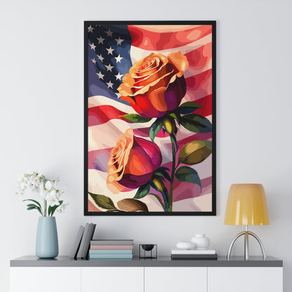 Premium USA Rose Framed Vertical Poster