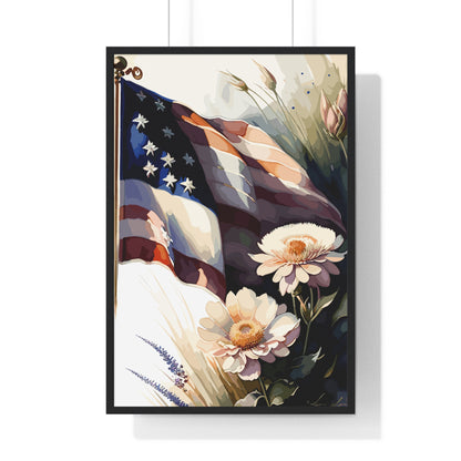 Premium Old Glory US Meadow Framed Vertical Poster