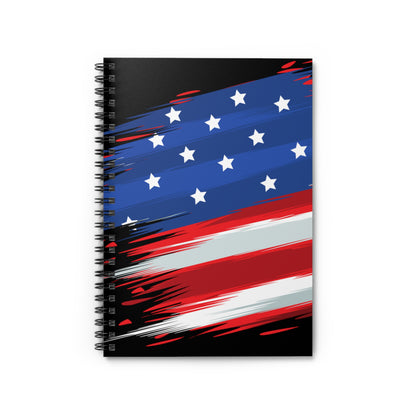 US Flag Spiral Black Notebook - Ruled Line