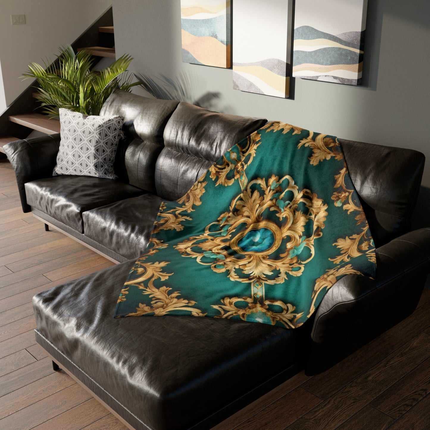 Luxurious Soft Brocade Print Throw Blanket