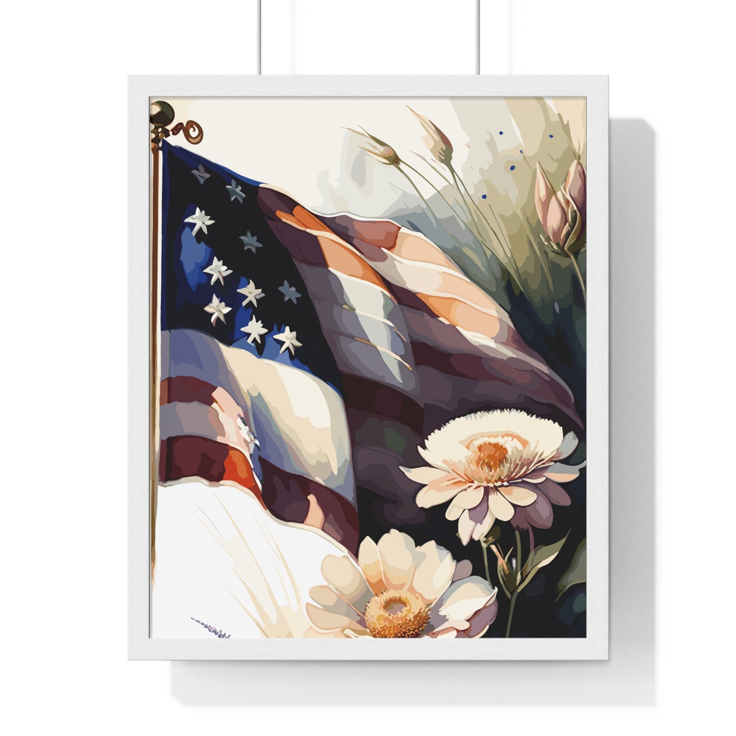 Premium Old Glory US Meadow Framed Vertical Poster