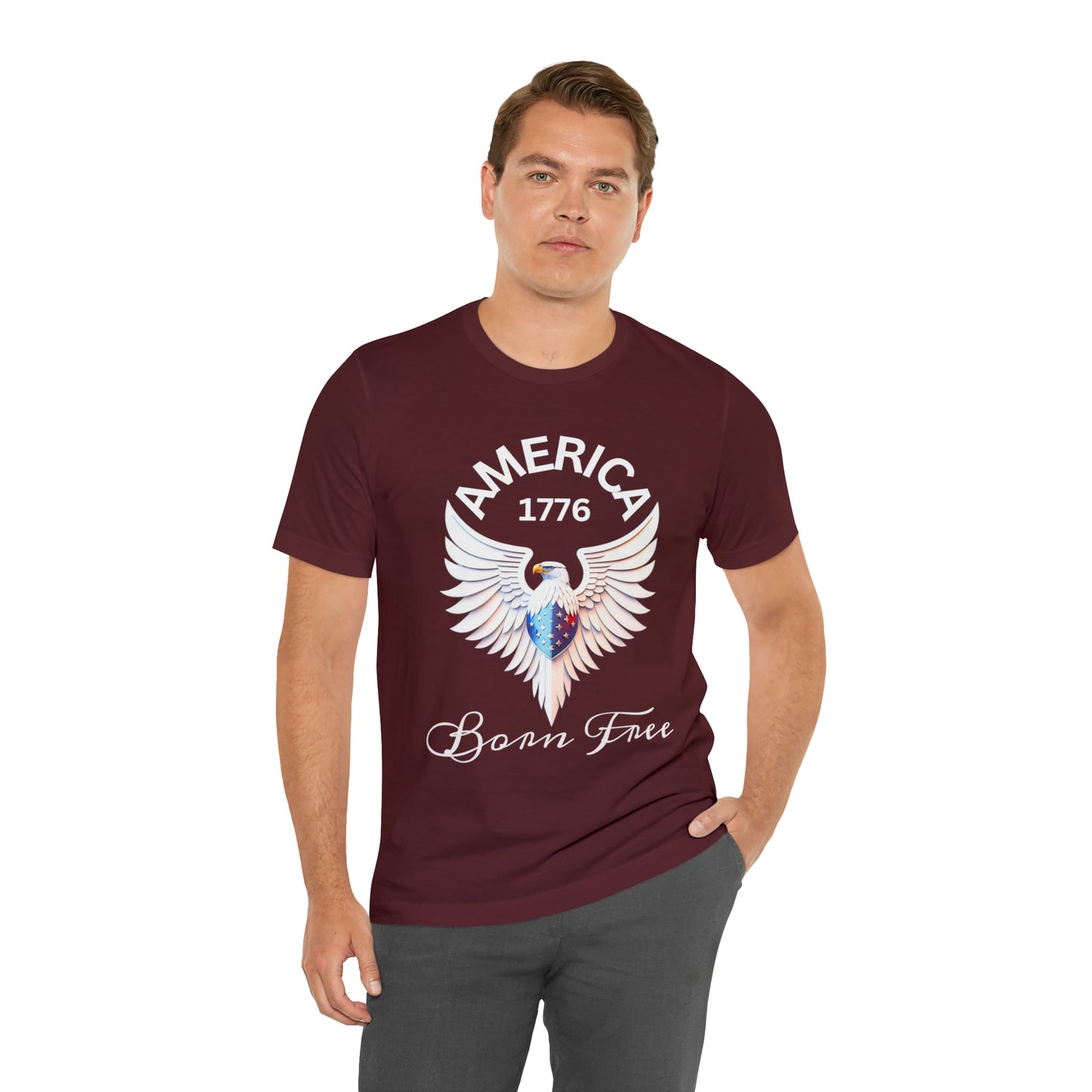 America 1776 - Born Free Short Sleeve Men's Jersey T-shirt