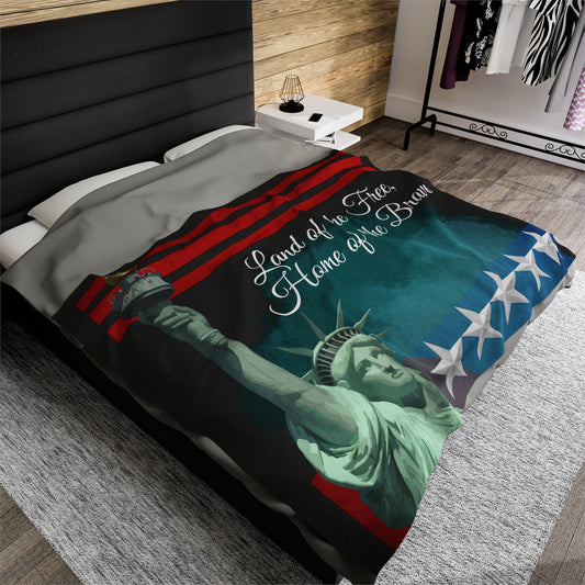 Land Of The Free Velveteen Fleece Blanket