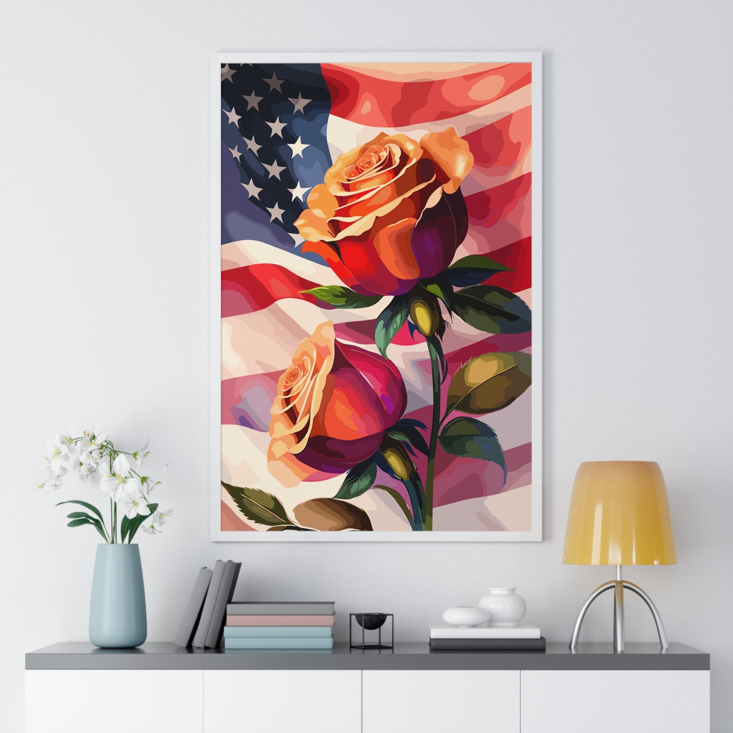 Premium USA Rose Framed Vertical Poster