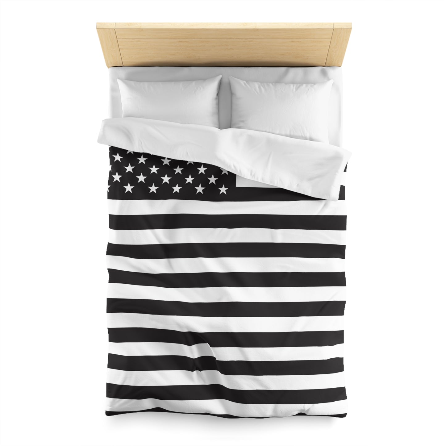 Blk-Wht US Flag Duvet Cover