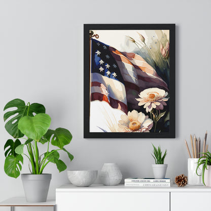 Premium Old Glory US Meadow Framed Vertical Poster