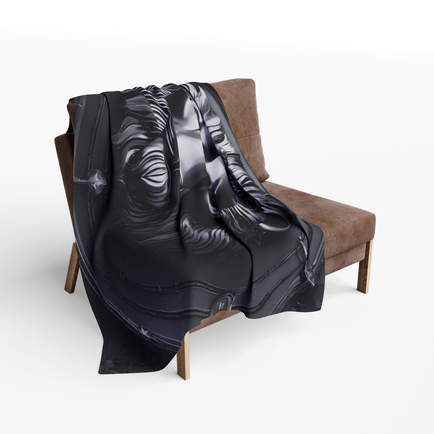 Black Lion Sculpture Design Fleece Throw Blanket