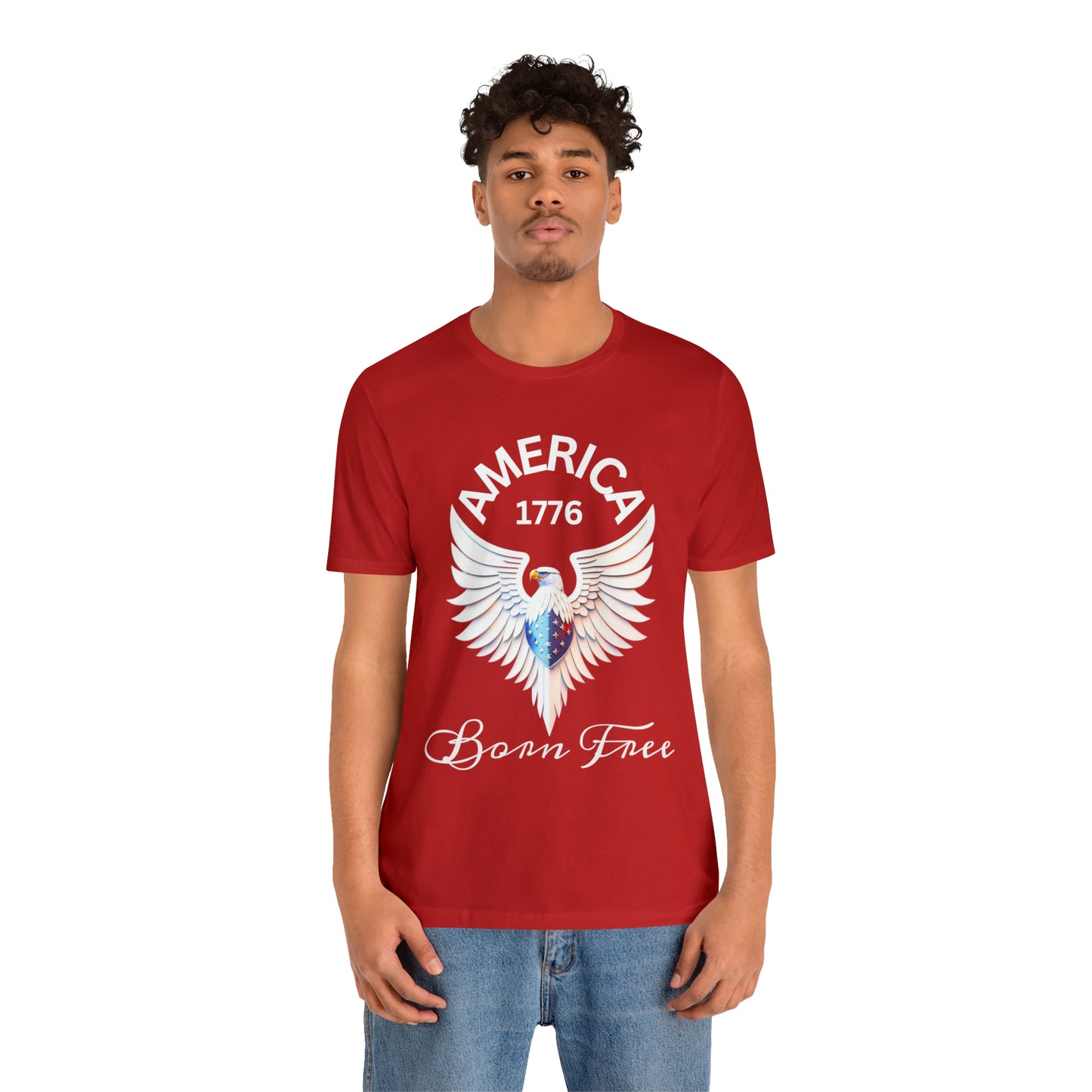 America 1776 - Born Free Short Sleeve Men's Jersey T-shirt