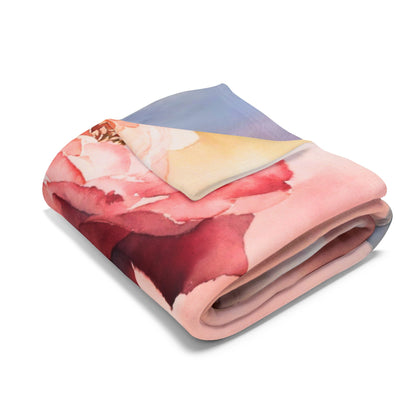 Floral Rose Print Fleece Throw Blanket