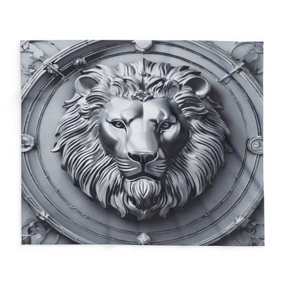 Grey Lion Sculpture Fleece Blanket Throw