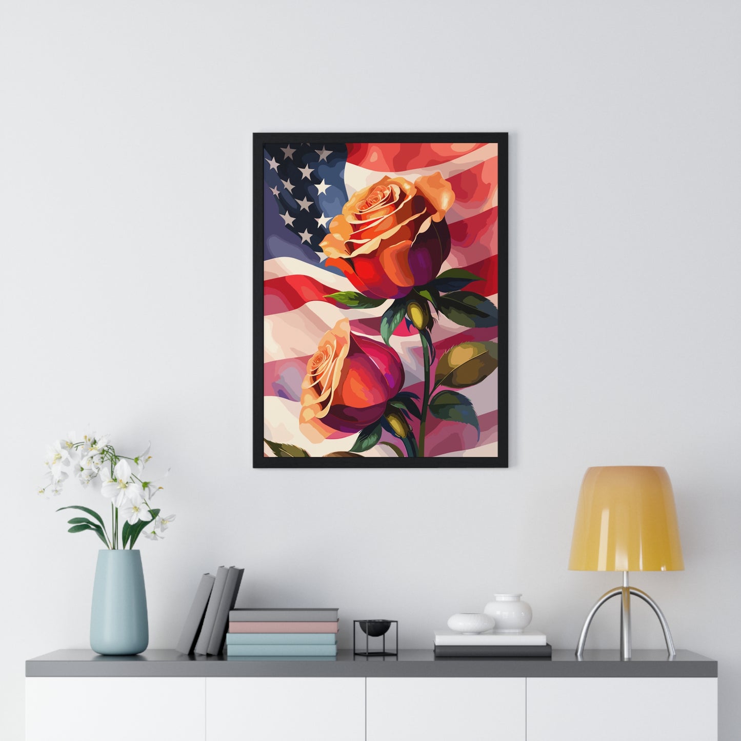 Premium USA Rose Framed Vertical Poster