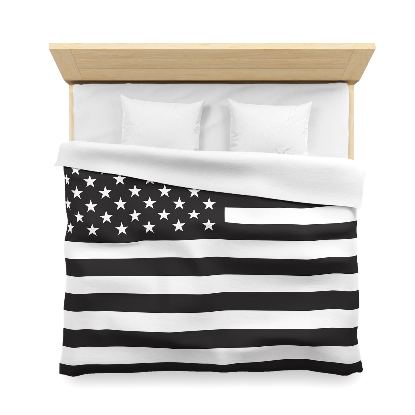 Blk-Wht US Flag Duvet Cover