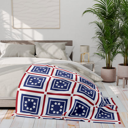Flag-themed Artistry Print Fleece Blanket - Red, White And Blue Flag Throw Blanket - Fluffy Soft Texture - Warm And Cozy - Home Living Room, Bedroom Decor