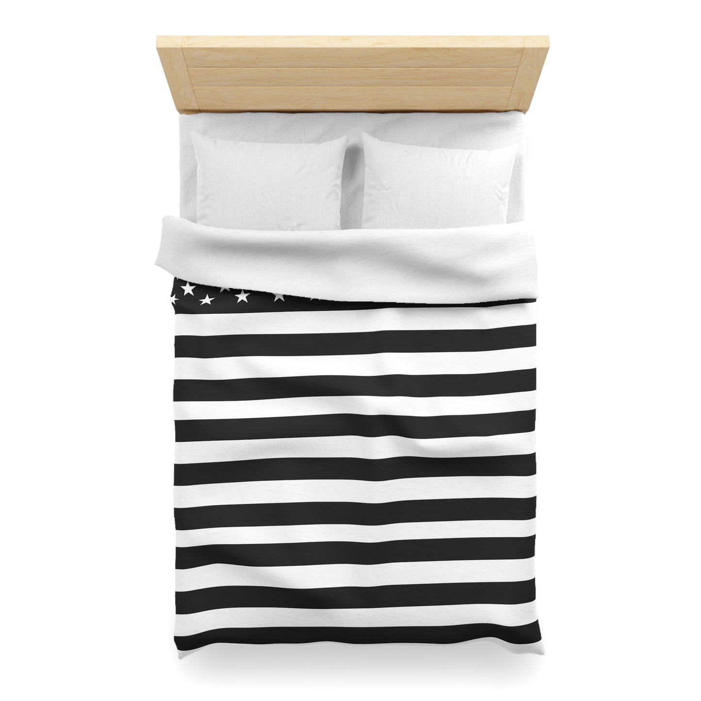 Blk-Wht US Flag Duvet Cover