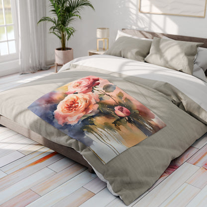 Floral Rose Print Fleece Throw Blanket