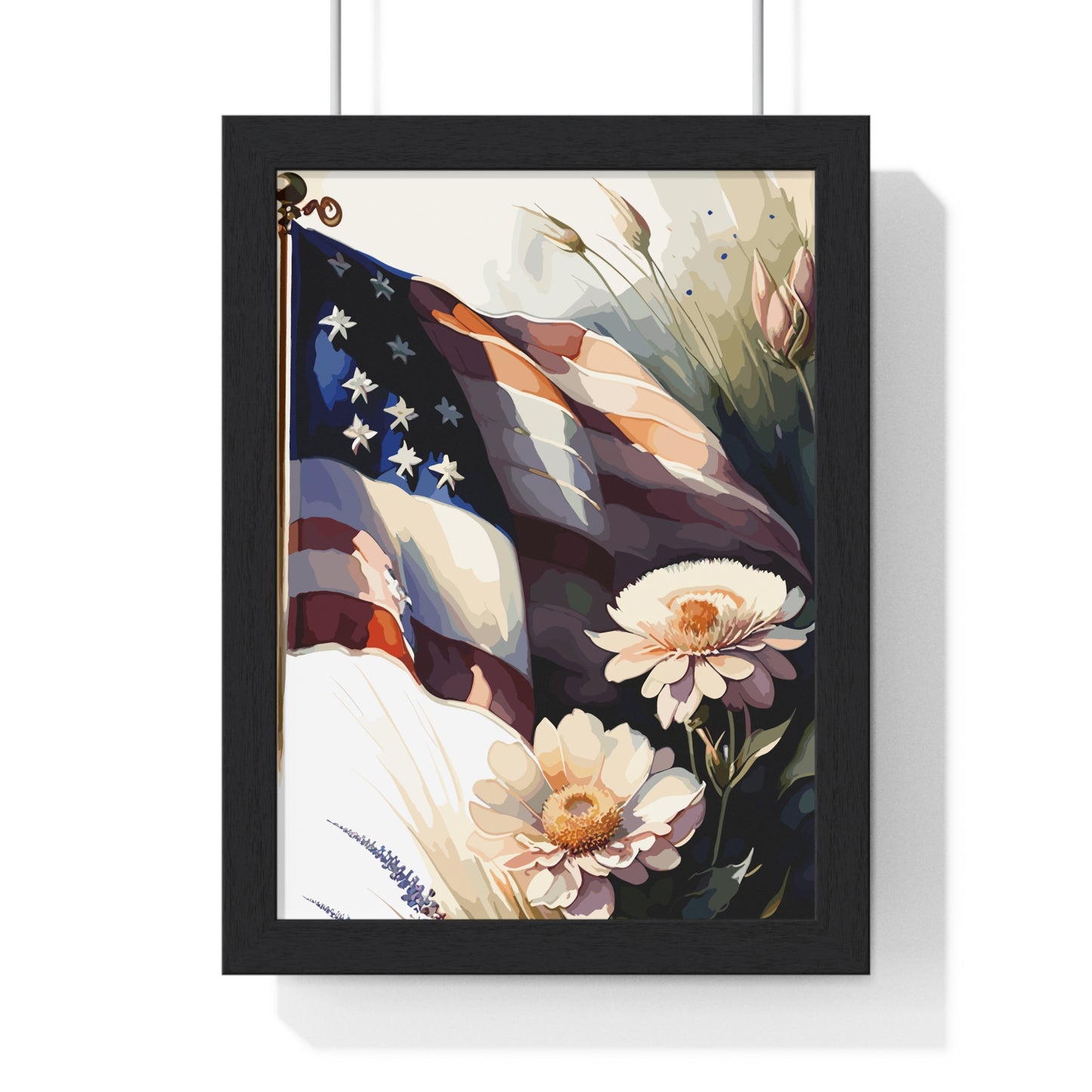 Premium Old Glory US Meadow Framed Vertical Poster