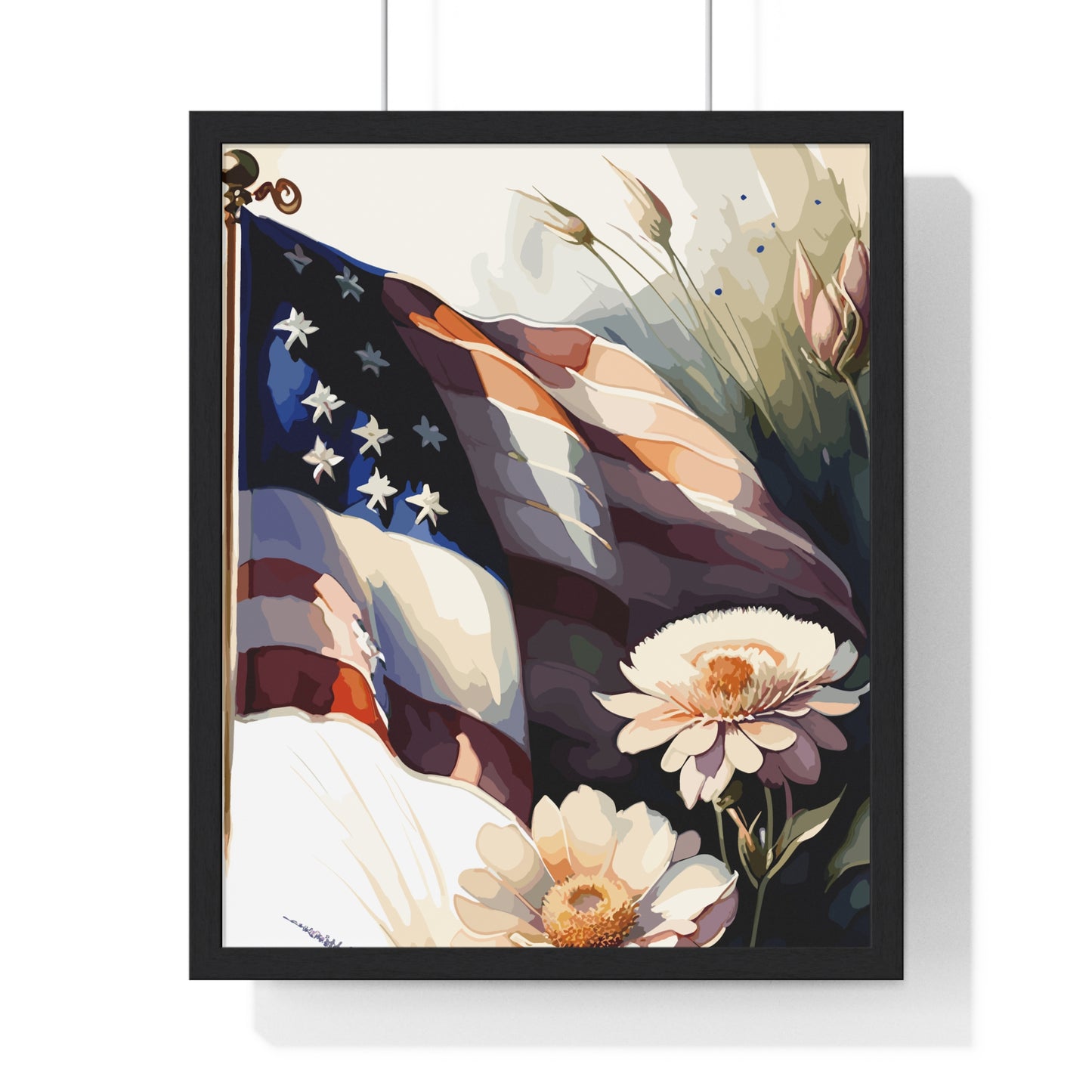 Premium Old Glory US Meadow Framed Vertical Poster