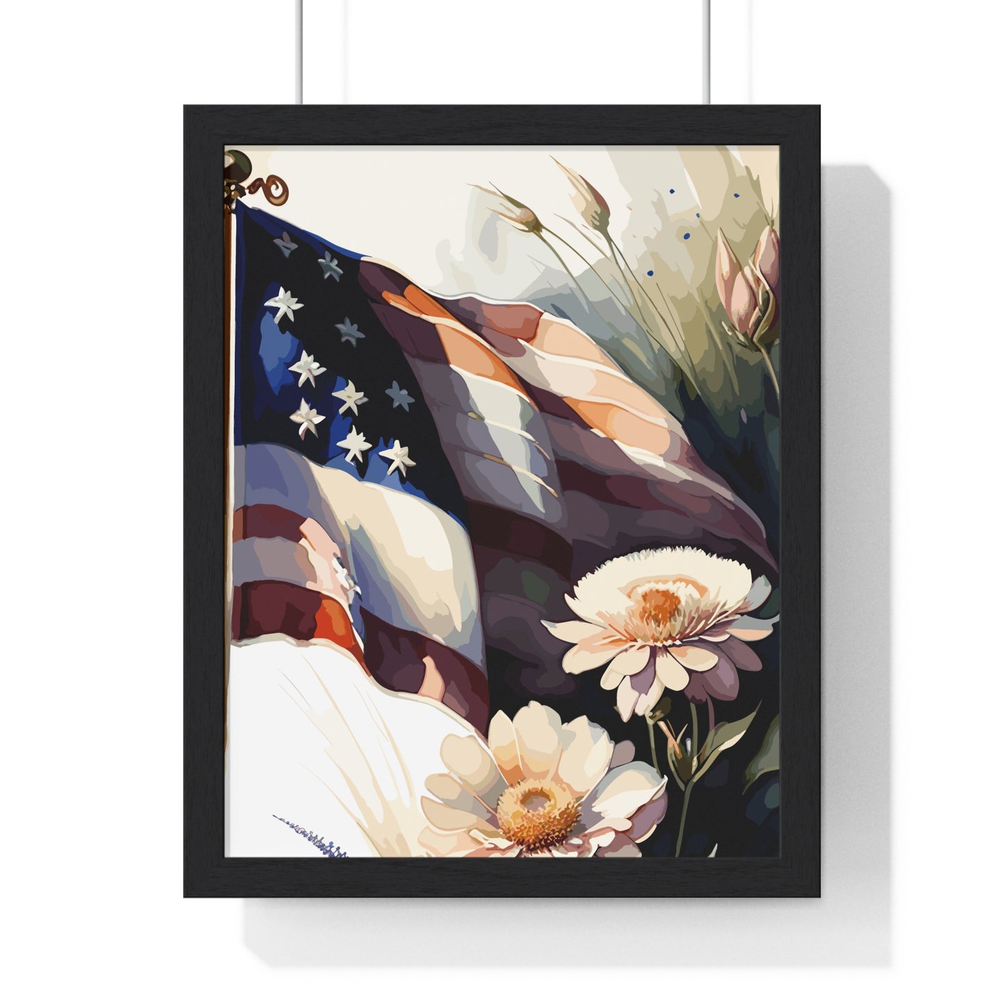 Premium Old Glory US Meadow Framed Vertical Poster