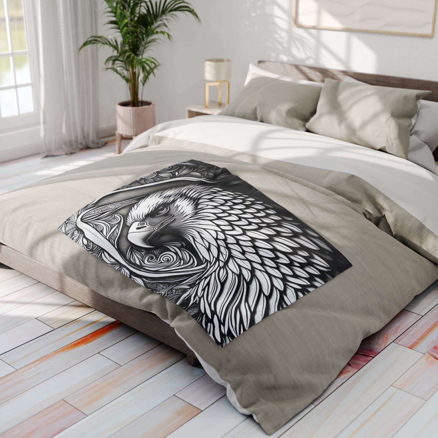 Premium Eagle Patriot Print Design Fleece Throw Blanket