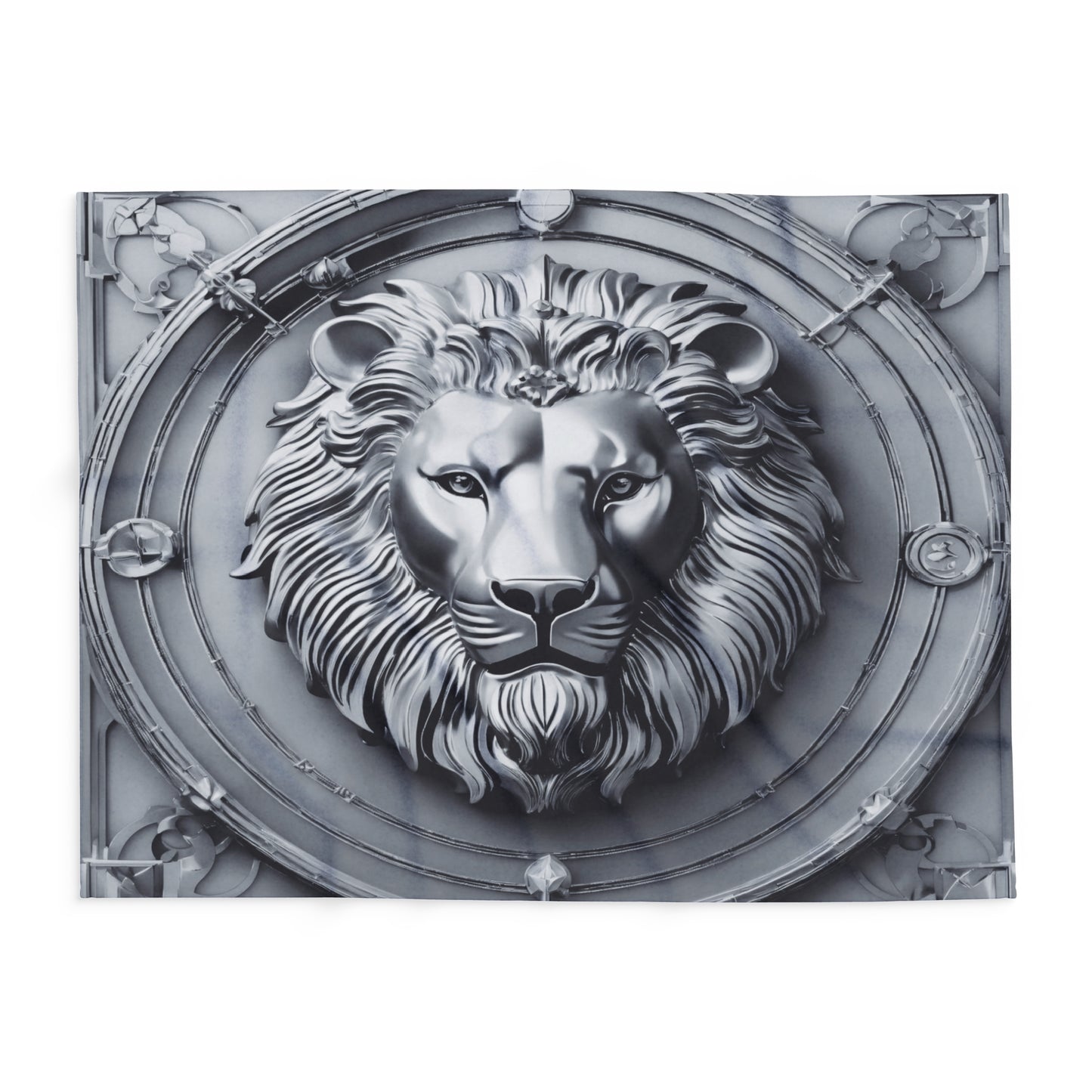 Grey Lion Sculpture Fleece Blanket Throw