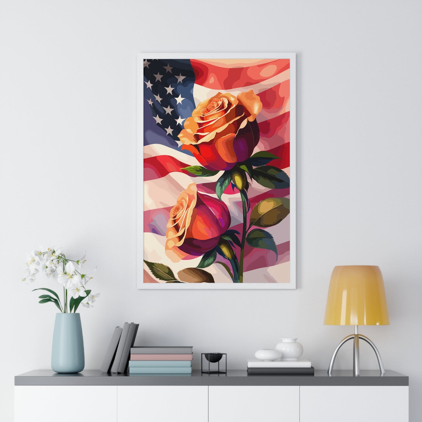 Premium USA Rose Framed Vertical Poster