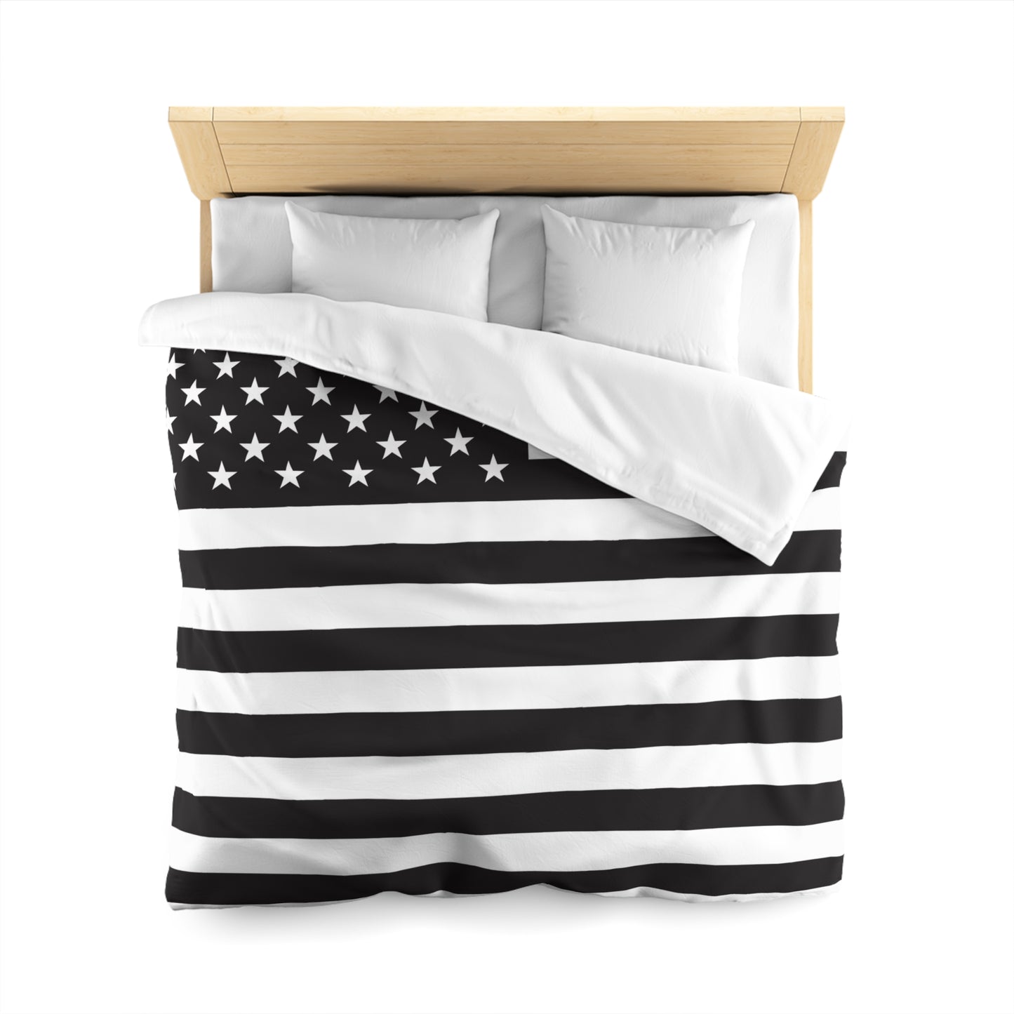 Blk-Wht US Flag Duvet Cover