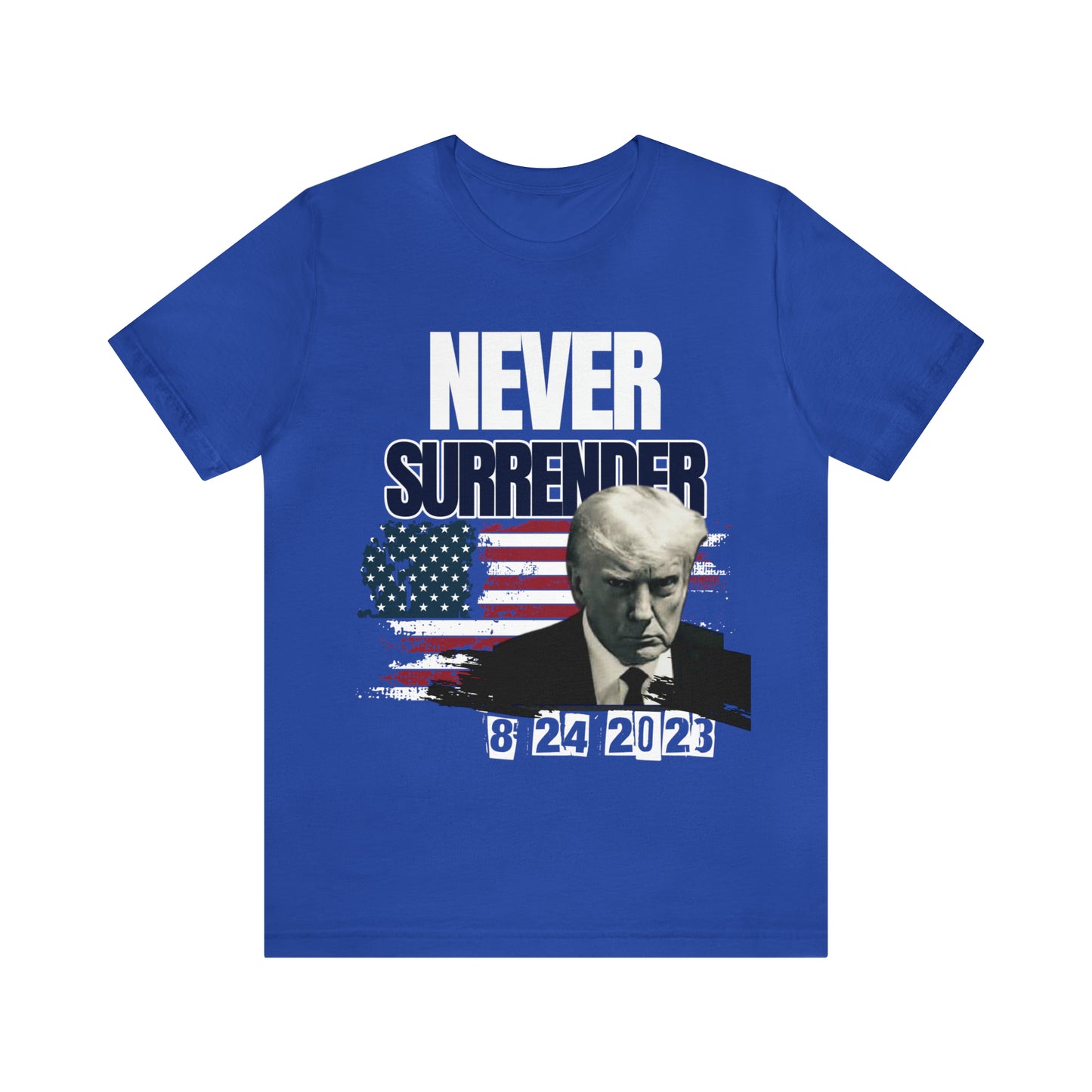 NEVER SURRENDER Trump Mugshot Men's T-shirt