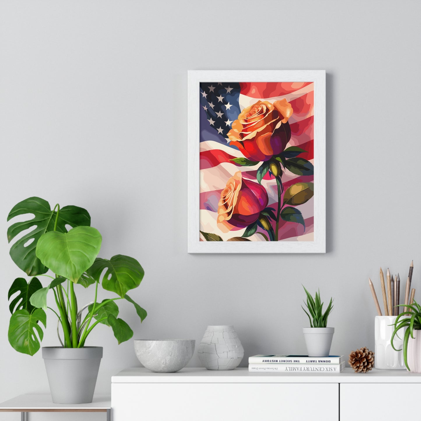 Premium USA Rose Framed Vertical Poster