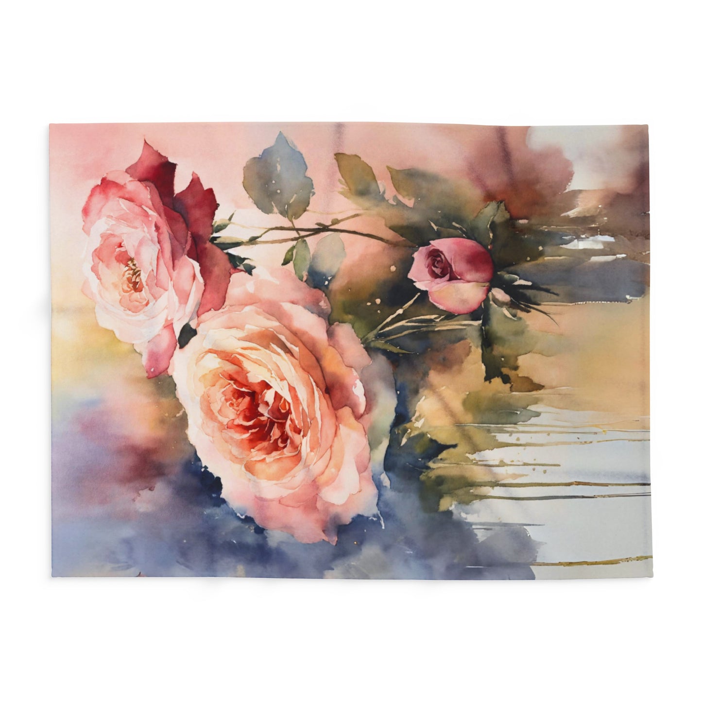 Floral Rose Print Fleece Throw Blanket