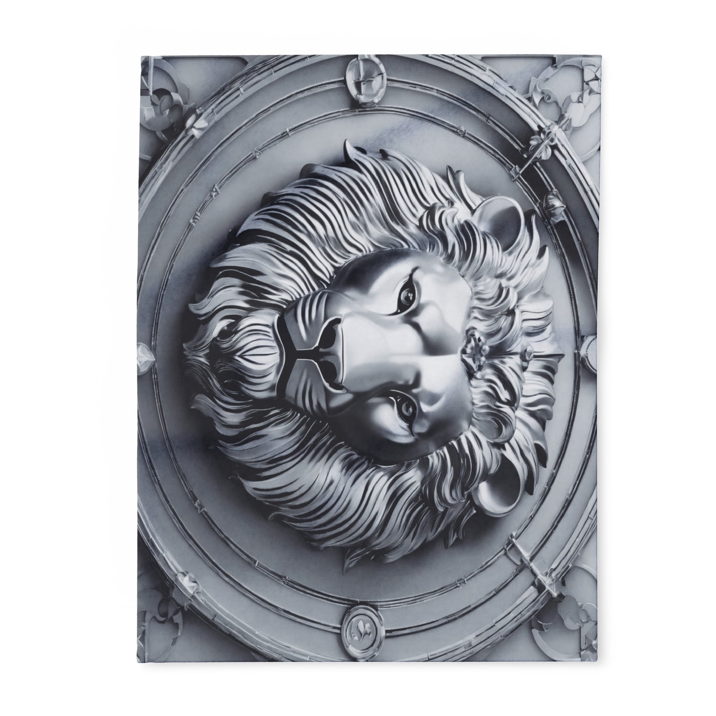 Grey Lion Sculpture Fleece Blanket Throw