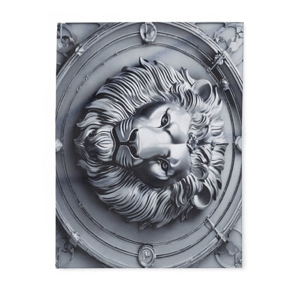 Grey Lion Sculpture Fleece Blanket Throw