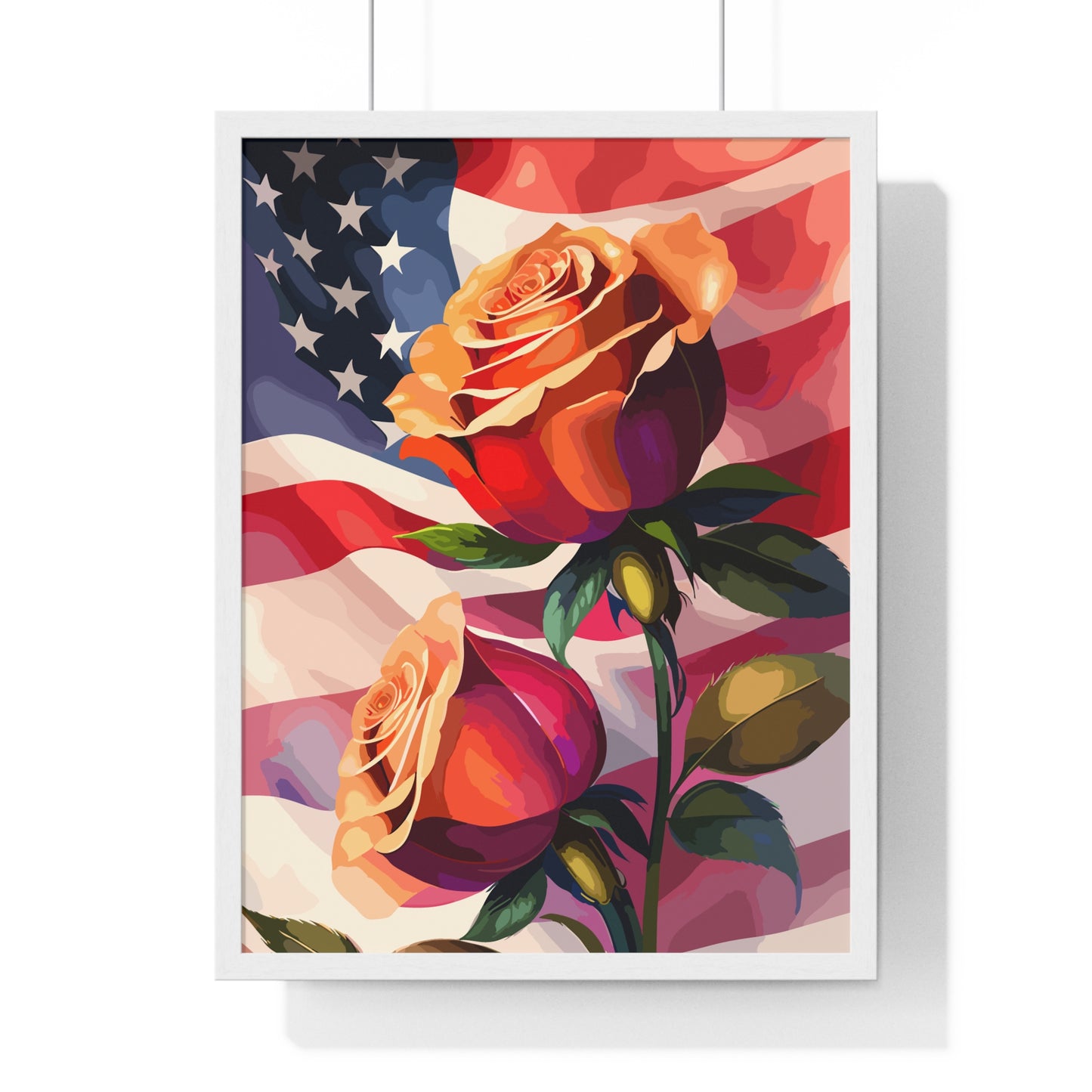 Premium USA Rose Framed Vertical Poster