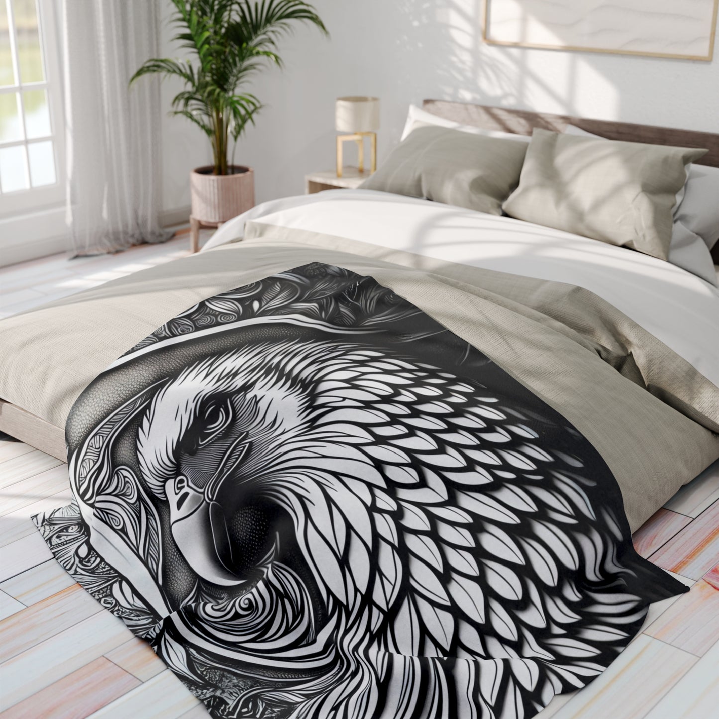 Premium Eagle Patriot Print Design Fleece Throw Blanket