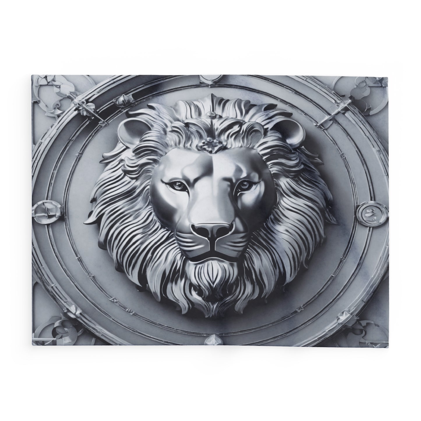 Grey Lion Sculpture Fleece Blanket Throw