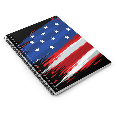 US Flag Spiral Black Notebook - Ruled Line