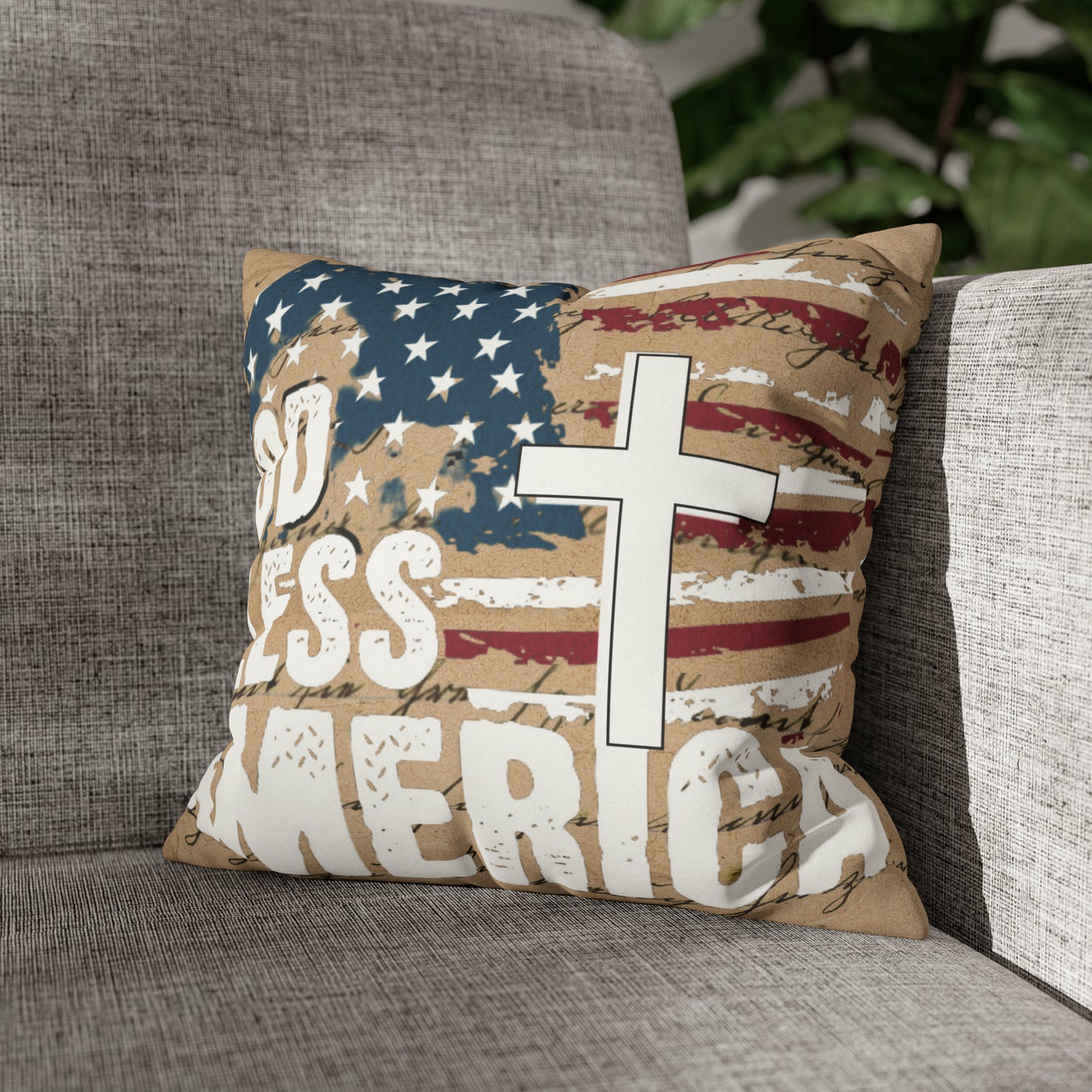 God Bless America Square Pillow Case