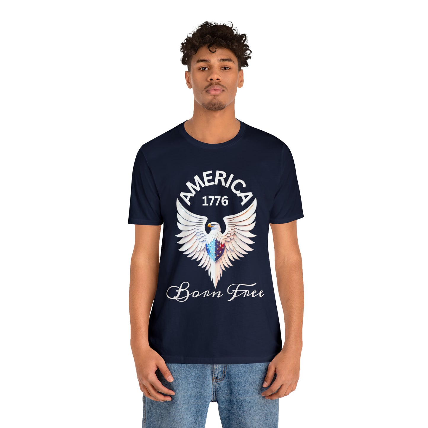 America 1776 - Born Free Short Sleeve Men's Jersey T-shirt