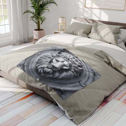 Grey Lion Sculpture Fleece Blanket Throw