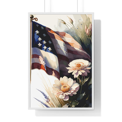 Premium Old Glory US Meadow Framed Vertical Poster