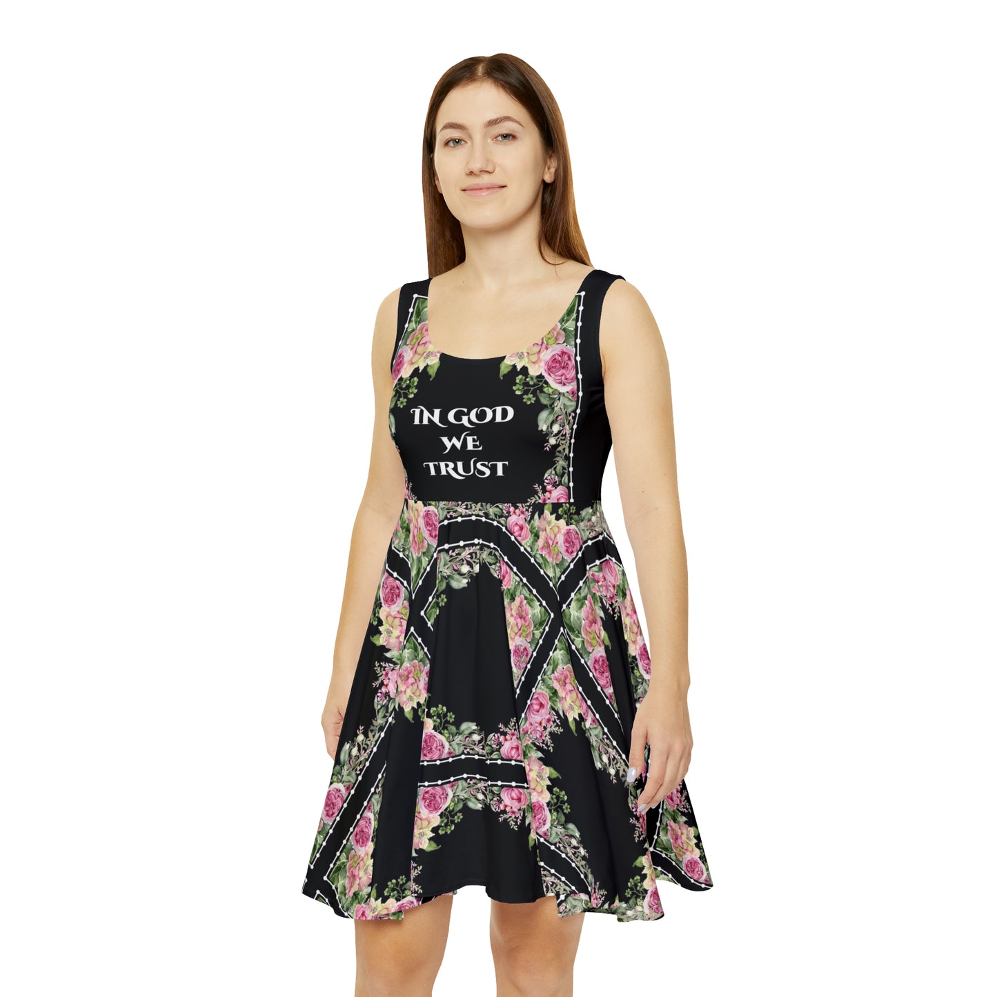 In God We Trust Floral Skater Dress