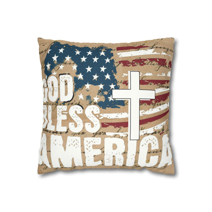 God Bless America Square Pillow Case