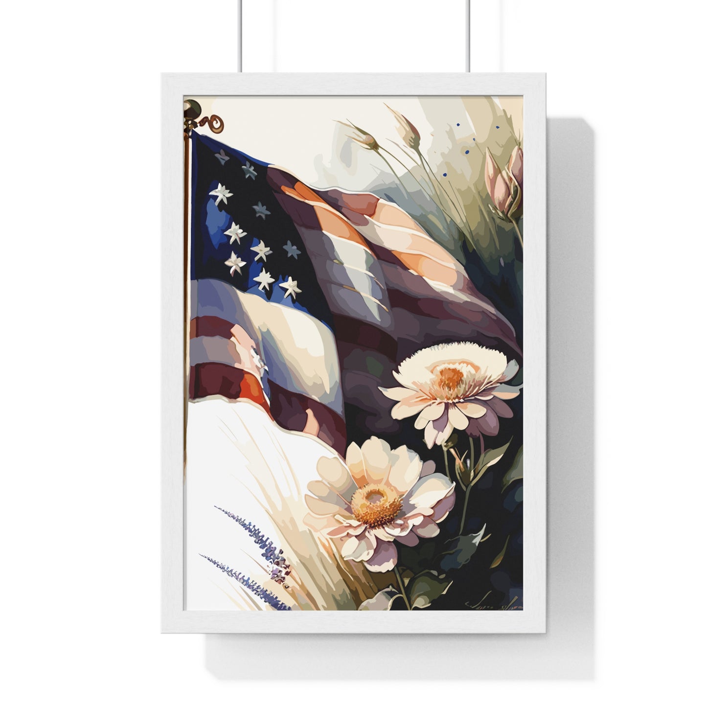 Premium Old Glory US Meadow Framed Vertical Poster